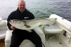 One of four bass caught by Brian Brady and Jack Hahn live lining off IBSP in the spring. (Photo: Pell's Fish and Sport)