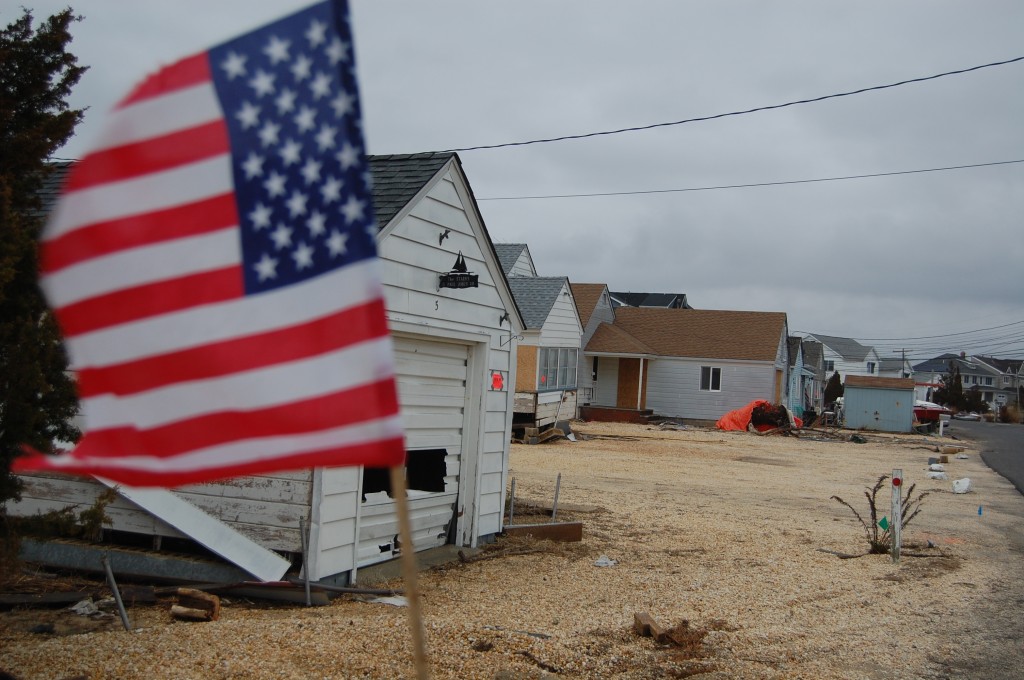 An American flag outside a home in Shore Acres, Brick, N.J., 2012 (Photo: Daniel Nee)