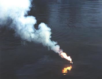 The smoke generated from an Mk25 locator. (Photo: U.S. Army)