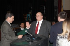 John Barton is sworn in by Business Administrator James Edwards as a Brick BOE member. (Photo: Daniel Nee)