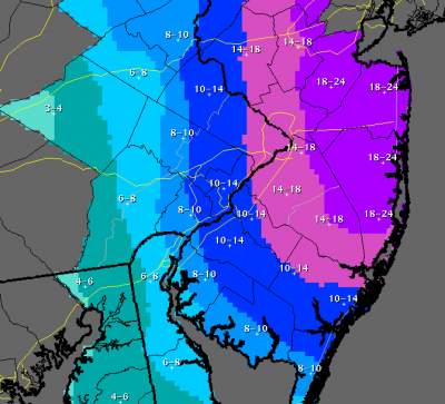 Snow totals, updated 4 p.m. Monday, Jan. 26. (Click to Enlarge)