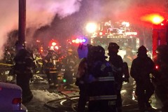 Brick firefighters battle a house fire in the early morning hours of Feb. 17, 2015. (Photo: Daniel Nee)