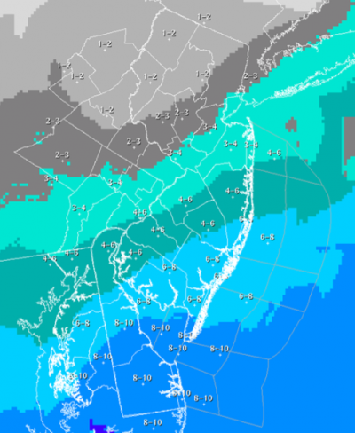 The most likely snow forecast through Feb. 17, 2015. (Photo: NWS) Click to expand.