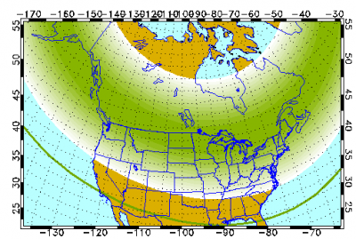 The possible aurora field Tuesday night. (Credit: Univ. of Alaska, Fairbanks)