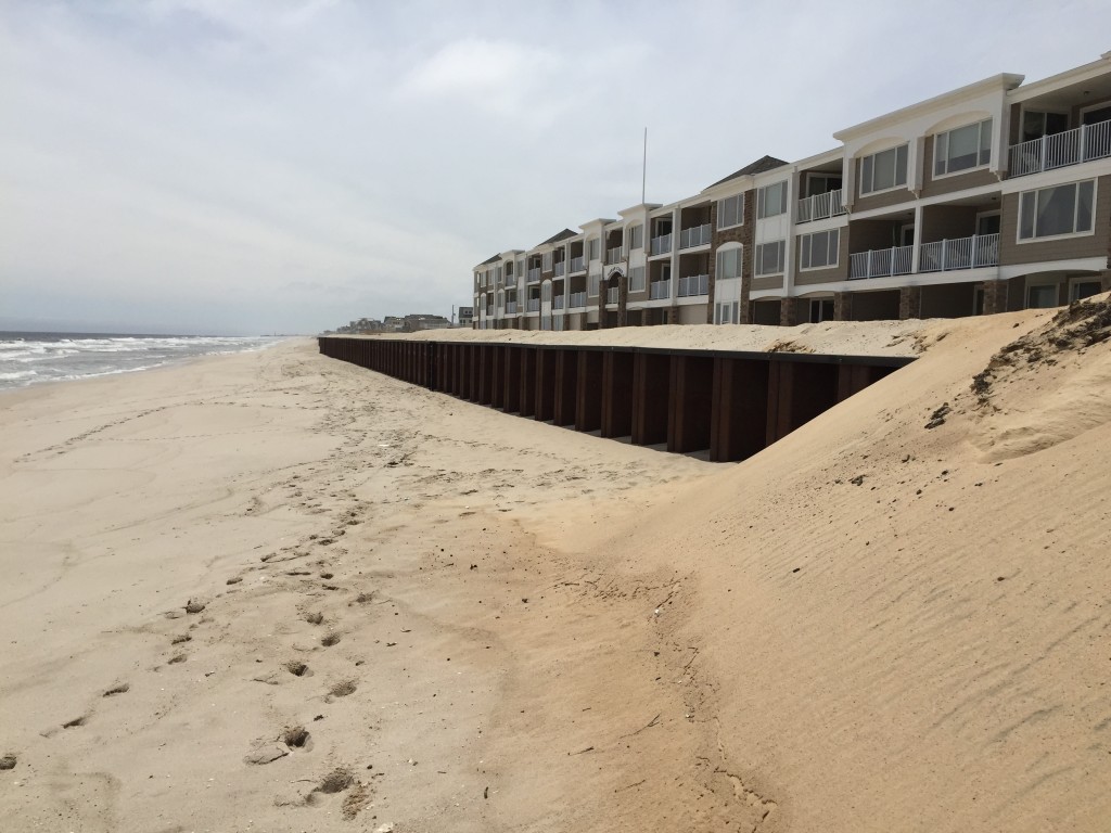 An up to six foot drop near the steel wall revetment at Brick Beach III. (Photo: Daniel Nee)