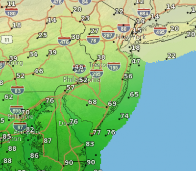 Rain probability percentage, Friday morning. (Credit: NWS)