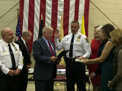 Robert Mazza is sworn in as deputy police chief in Brick. (Photo: Daniel Nee)