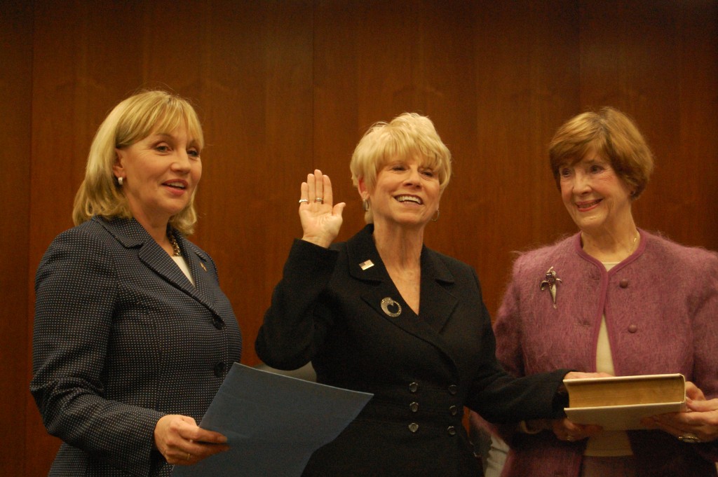 Lt. Gov. Kim Guadagno swears in Ocean County Freeholder Virginia Haines. (Photo: Daniel Nee)