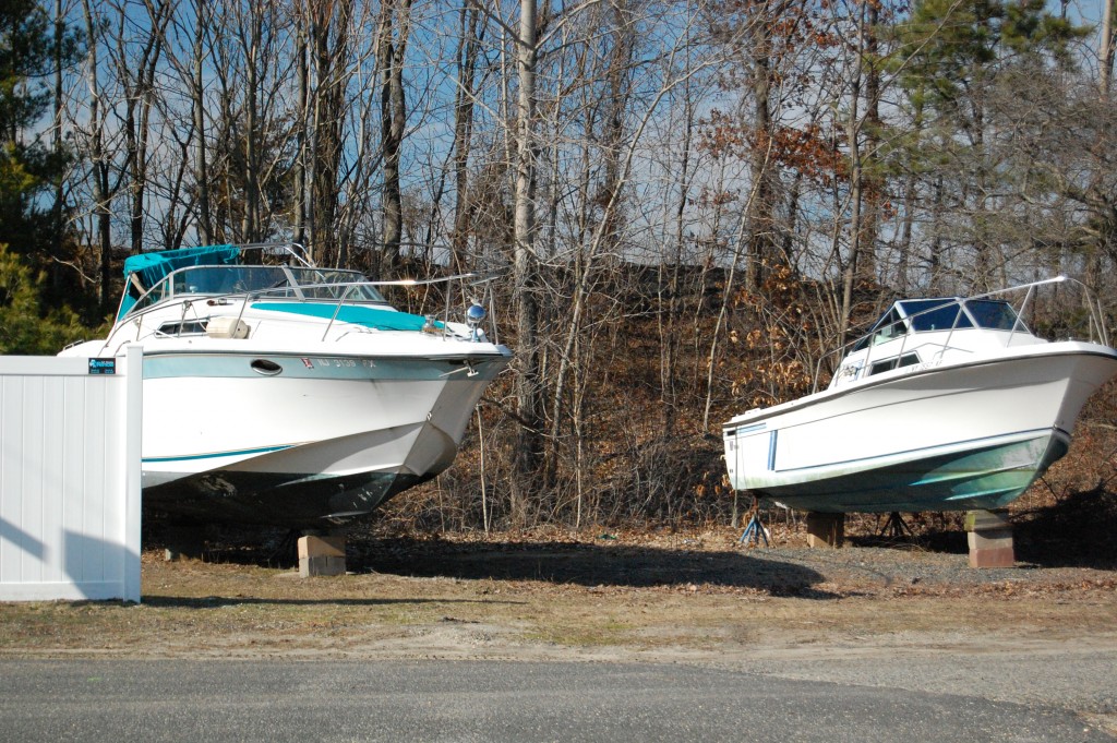 Boats behind Brick Township's municipal building, March 9, 2016. (Photo: Daniel Nee)