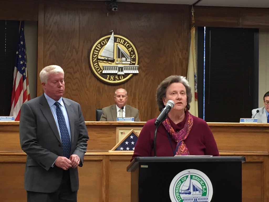 Brick Library Branch Manager Susan Gardiner, speaking at the April 5, 2016 Brick Township council meeting. (Photo: Daniel Nee)