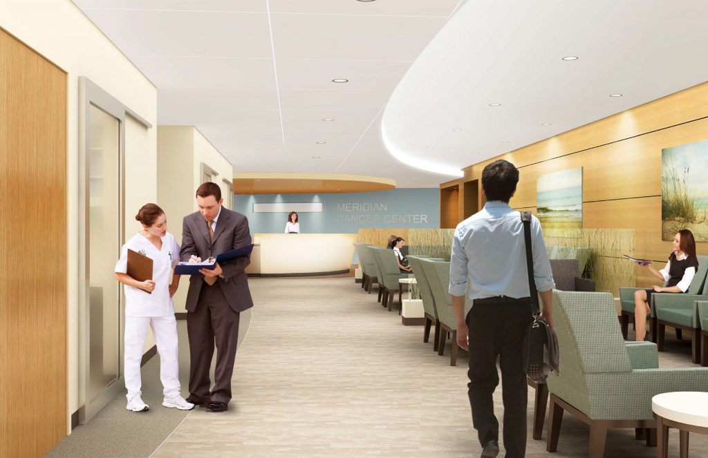 A rendering detailing the new cancer center at Ocean Medical Center. (Credit: Meridian Health)