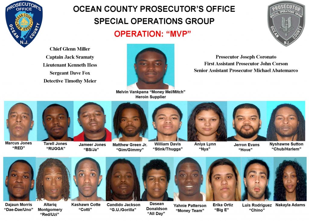 Suspects arrested in 'Operation MVP' by the Ocean County Prosecutor's Office. (Photo: Ocean County Prosecutor's Office)