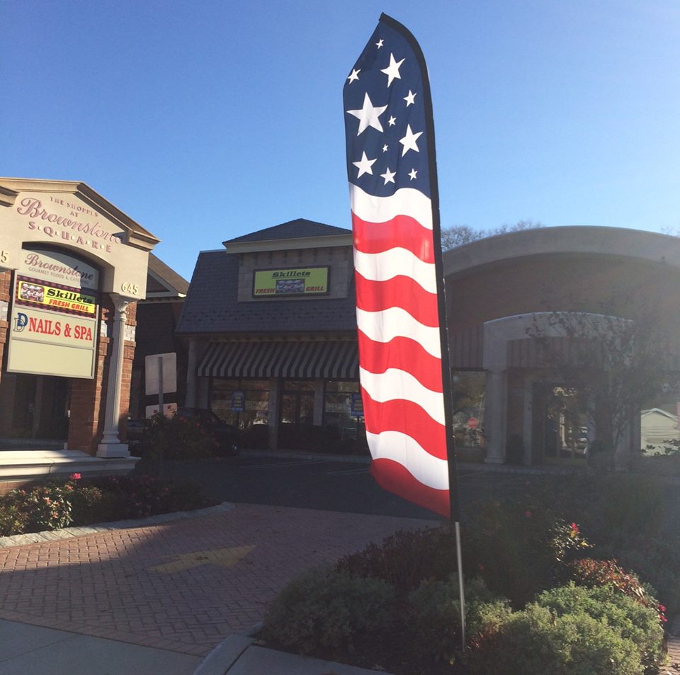 A feathered American flag, once posted outside Skillets Fresh Grill in Brick. (Photo: Scott James)