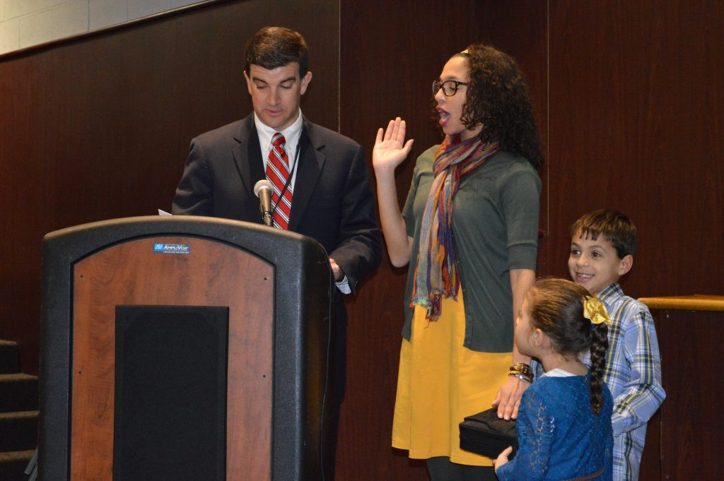 Melita Gagliardi is sworn into office as a Brick school board member, Jan. 5, 2017. (Photo: Daniel Nee)