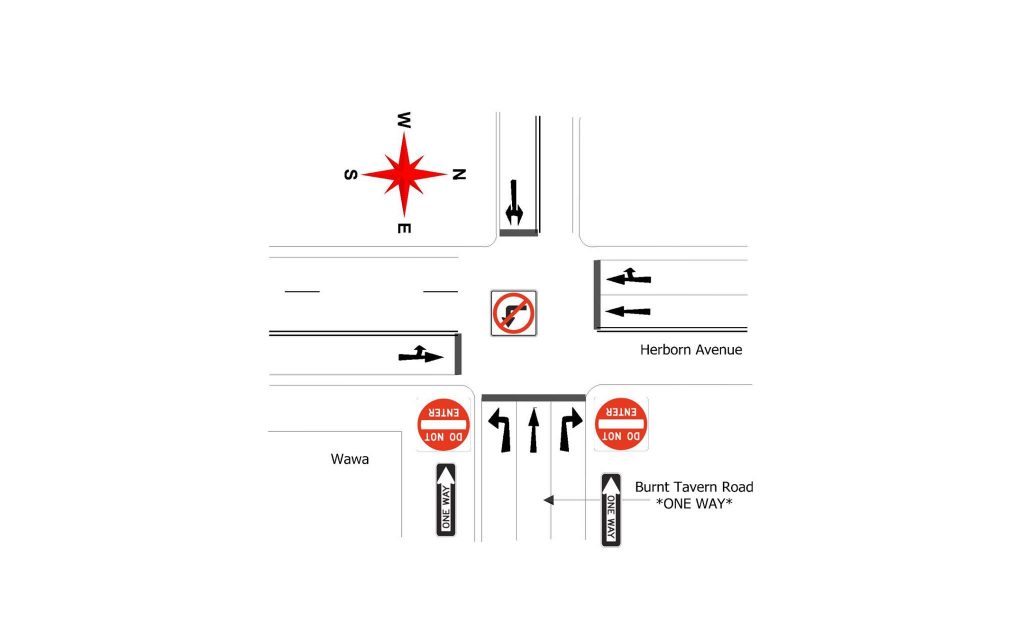 A new traffic pattern near Herborn and Burnt Tavern roads, Brick. (Image: Brick Twp. Police)