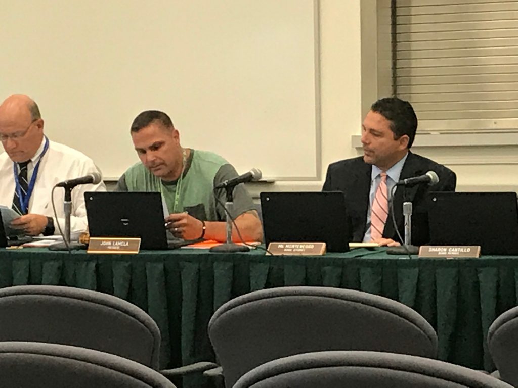 Brick school board president John Lamela announcing budget cuts, July 27, 2017. (Photo: Daniel Nee)