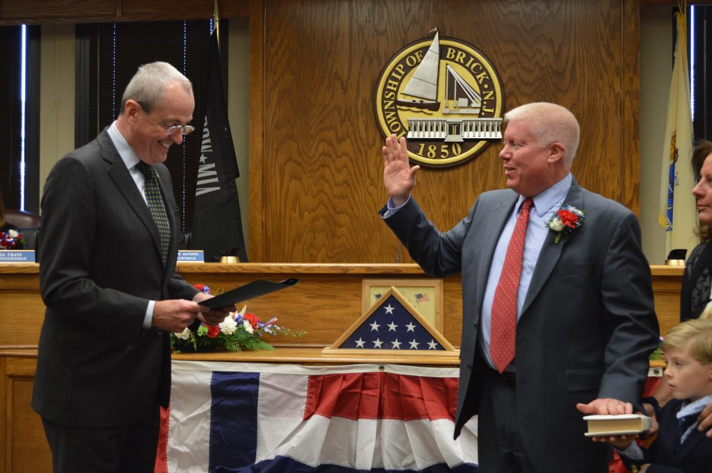 N.J. Gov-Elect Phil Murphy swears in Brick Mayor John Ducey. (Photo: Daniel Nee)