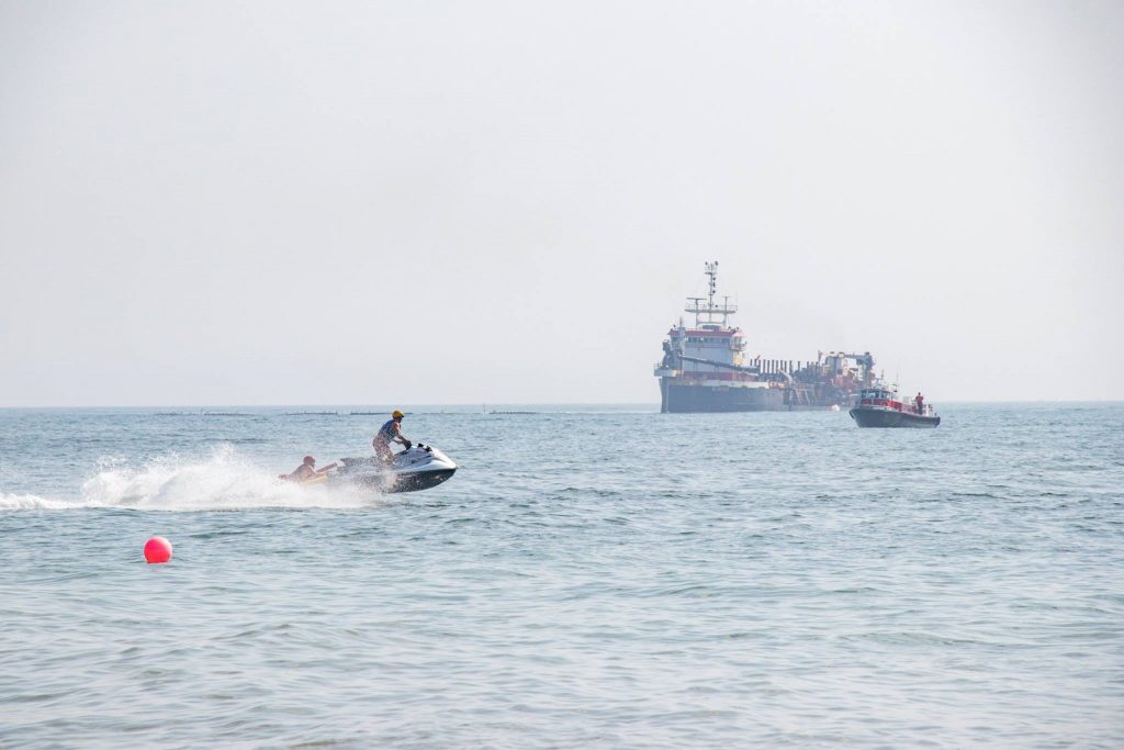Brick lifeguards train to respond to a boating accident near shore, Aug. 2018. (Photo: Chris Chace)