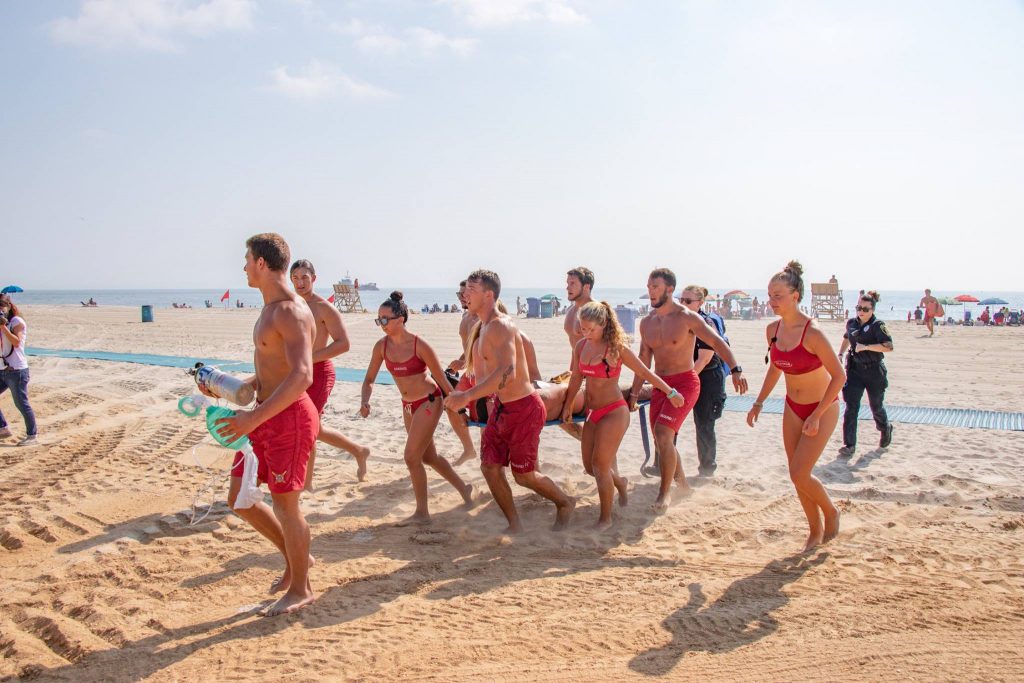 Brick lifeguards train to respond to a boating accident near shore, Aug. 2018. (Photo: Chris Chace)