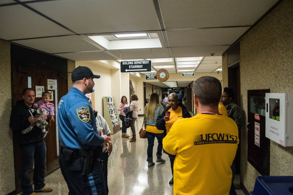 A crowd packed inside the Brick Township municipal complex for a Nov. 19, 2018 hearing on a medical marijuana dispensary. (Photo: Daniel Nee)