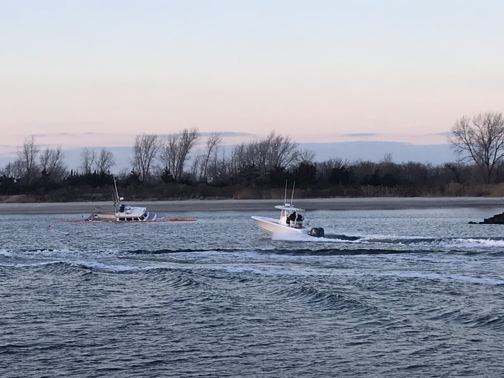     The Miss Kathleen fishing boat sunk inside Manasquan Inlet. (Photo: Daniel Nee)