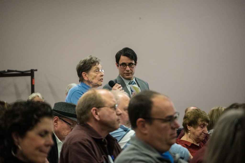 U.S. Rep. Andy Kim addresses a town hall meeting in Berkeley Township, Feb. 2019. (Photo: Daniel Nee)