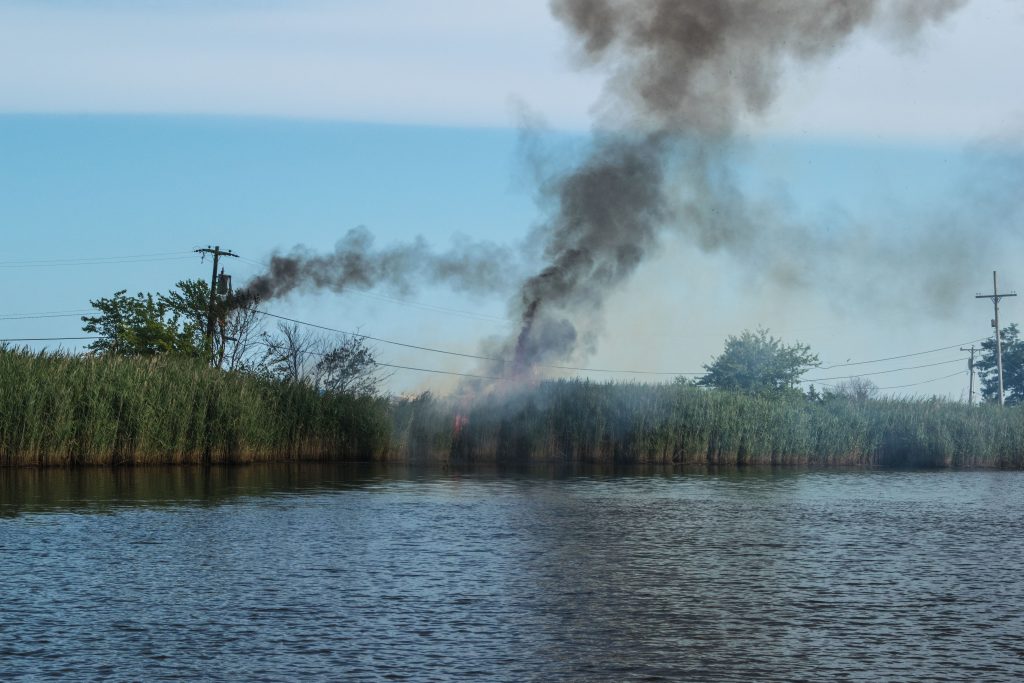 A fire at Green Cove Marina in Brick, Aug. 1, 2019. (Photo: Daniel Nee)