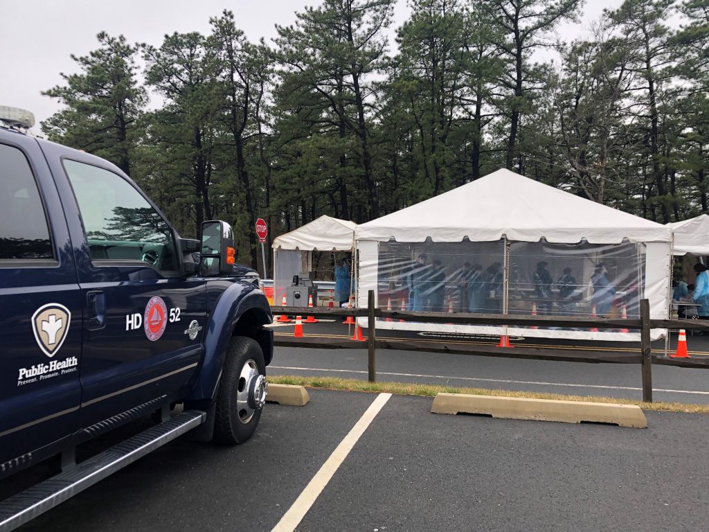 A drive-through testing facility at Ocean County College, March 30, 2020. (Photo: Ocean County)