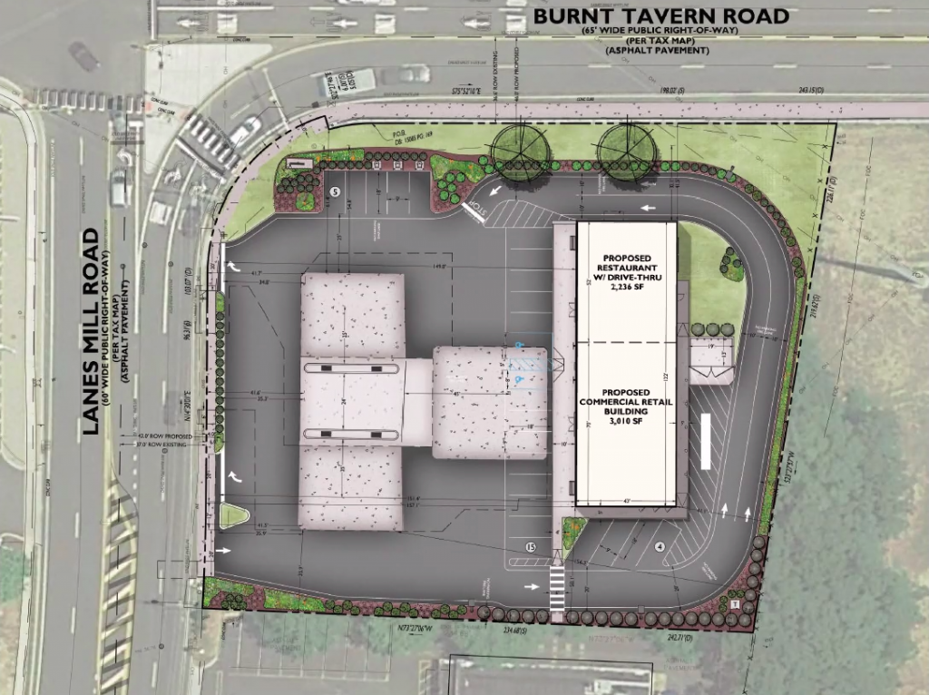 The rendering of plans for the redevelopment of 1 Lanes Mill Road, Brick. (Screenshot)
