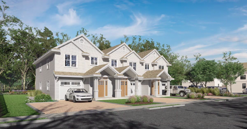 Plans and rendering of a proposed new townhome development on Mantoloking Road. (Screenshot)