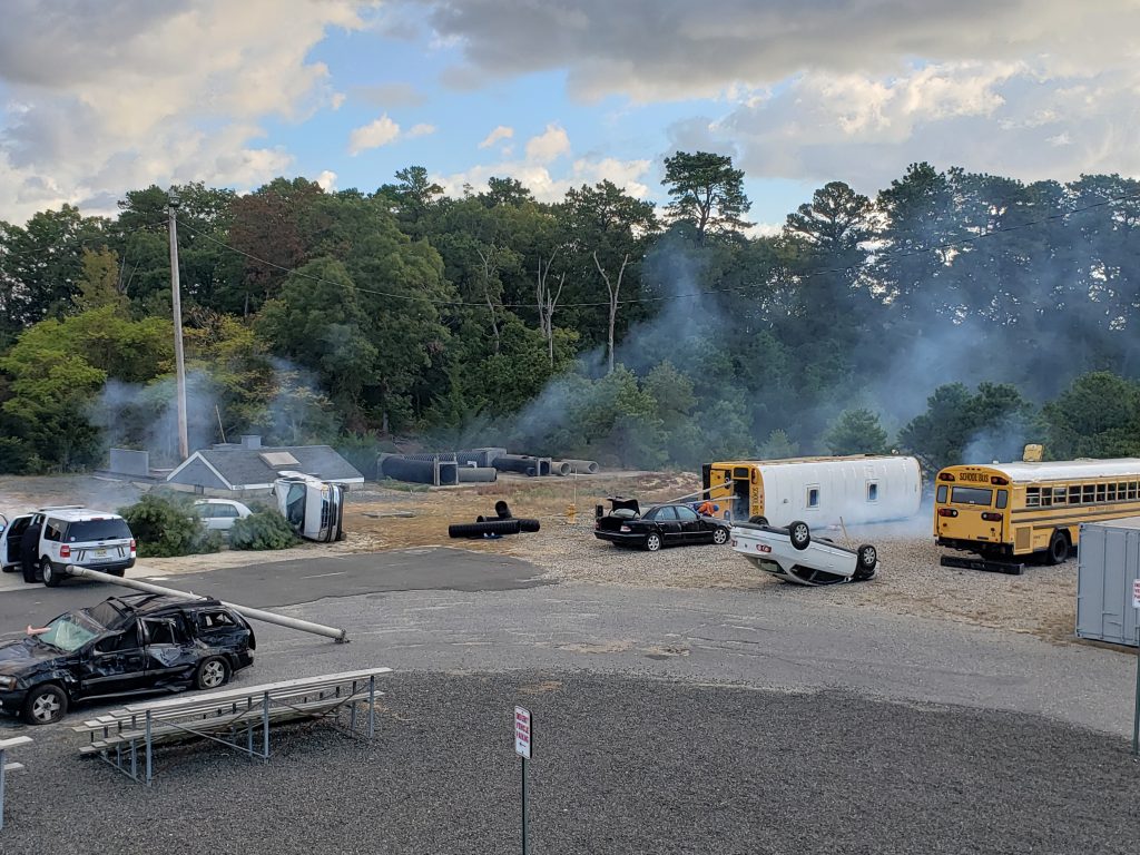 Brick first responders and those from neighboring towns carry out the Operation Chaos training exercise, Oct. 2020. (Photo: Brick Twp. Police)