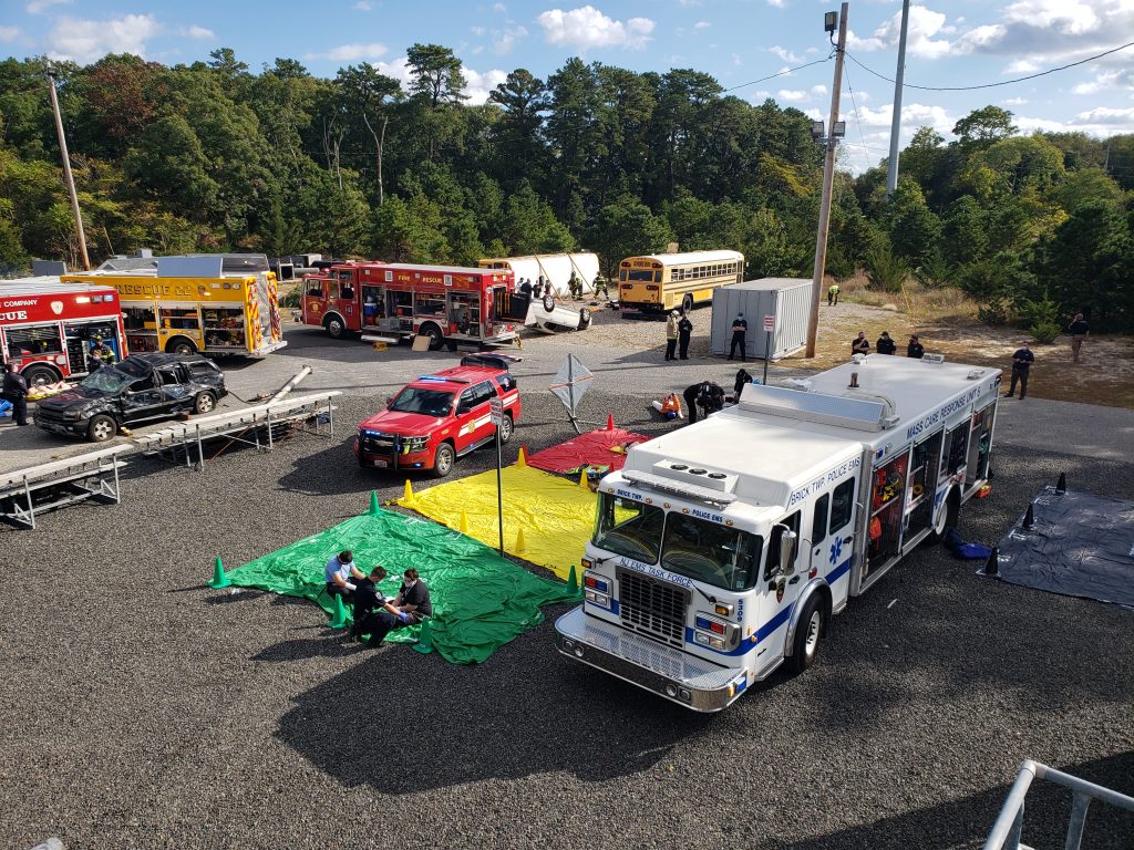 Brick first responders and those from neighboring towns carry out the Operation Chaos training exercise, Oct. 2020. (Photo: Brick Twp. Police)