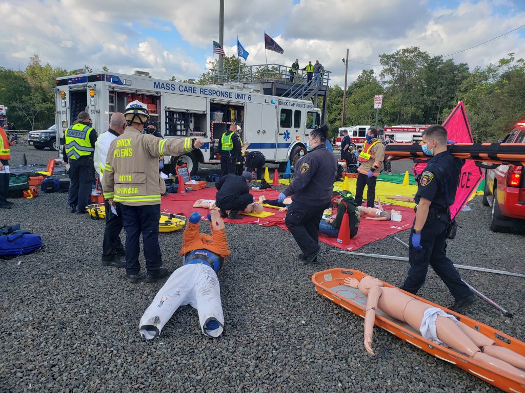 Brick first responders and those from neighboring towns carry out the Operation Chaos training exercise, Oct. 2020. (Photo: Brick Twp. Police)