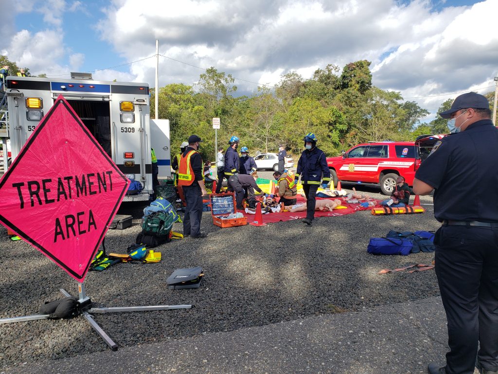 Brick first responders and those from neighboring towns carry out the Operation Chaos training exercise, Oct. 2020. (Photo: Brick Twp. Police)