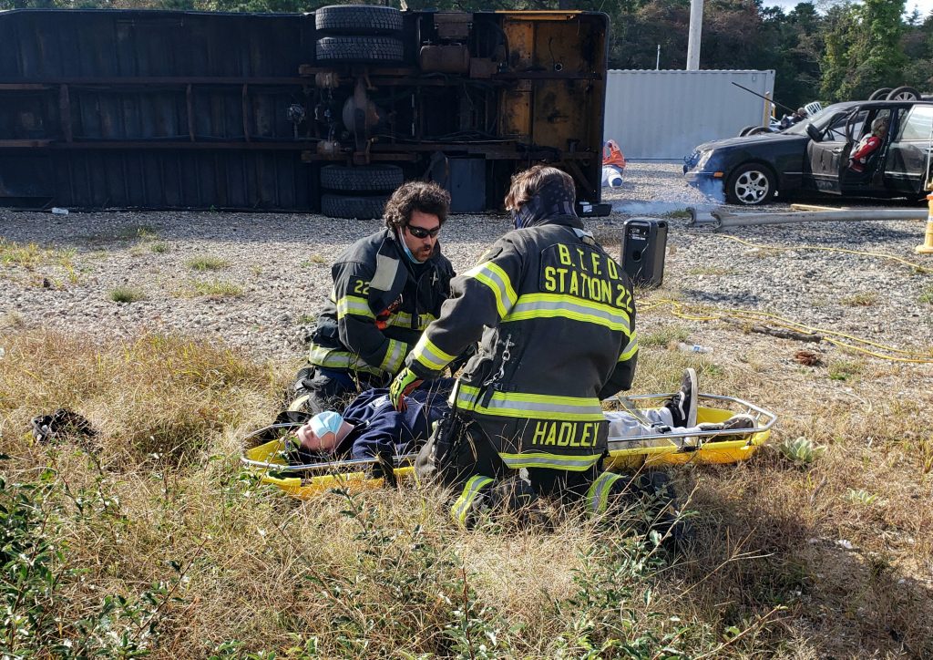 Brick first responders and those from neighboring towns carry out the Operation Chaos training exercise, Oct. 2020. (Photo: Brick Twp. Police)