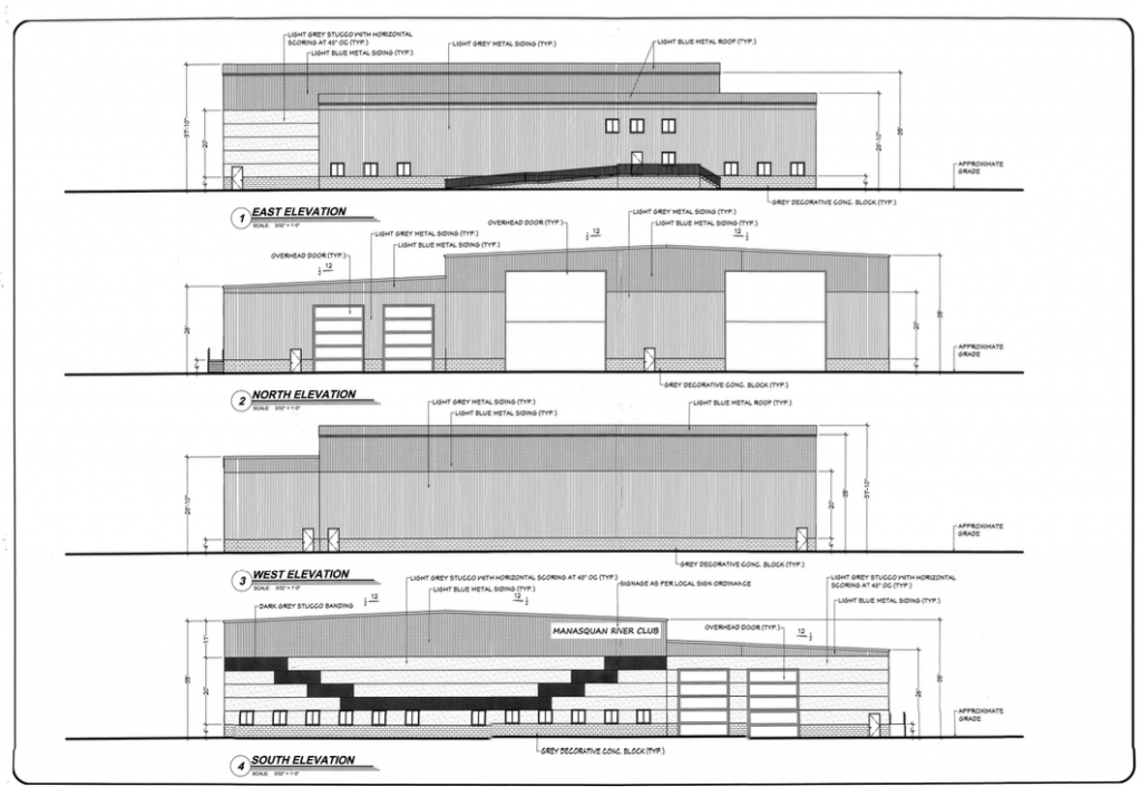 Architectural renderings for new buildings at the Manasquan River Club marina, Brick, N.J. (Credit: Township of Brick)