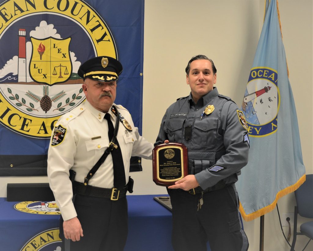 Sgt. Jim Kelly receives an award. (Photo: Brick Twp. Police)