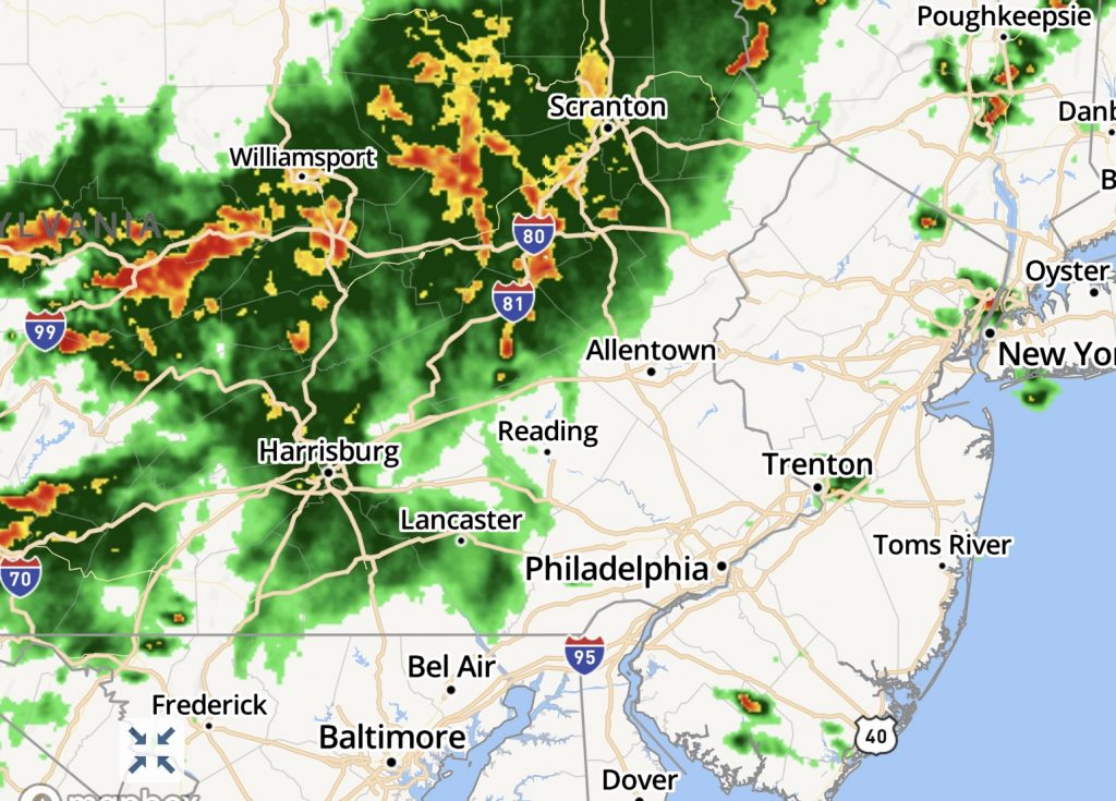A radar image recorded 2:45 p.m., July 29, 2021. (Credit: NWS/HD Radar)