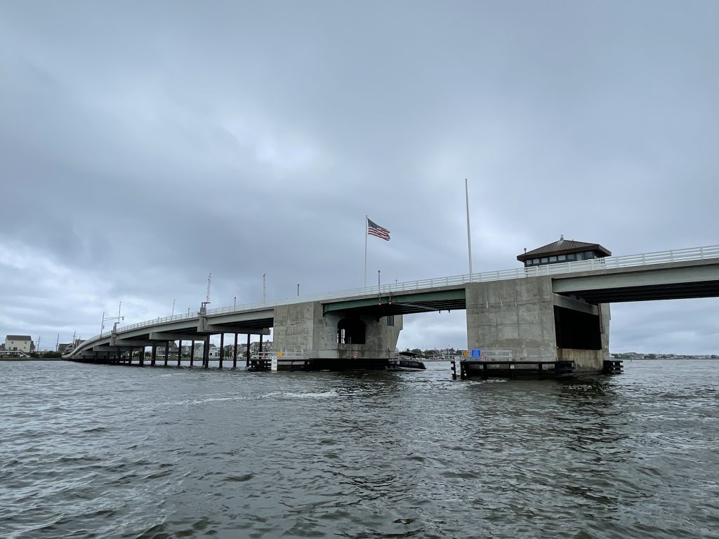 Storm clouds gather at the Mantoloking Bridge, Barnegat Bay, Aug. 21, 2021. (Photo: Daniel Nee)