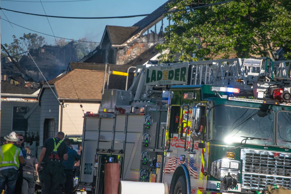 A fire heavily damaged two homes on Bay Way in Brick Township, N.J., Sept. 27, 2021. (Photo: Daniel Nee)
