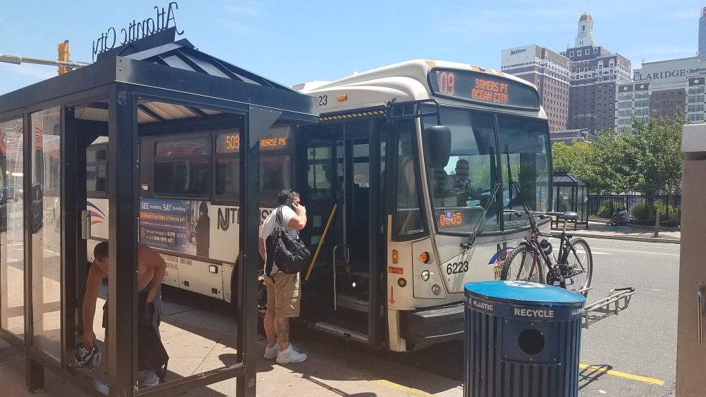 An NJ Transit bus shelter in Atlantic City. (Credit: 7beachbum/ Flickr)