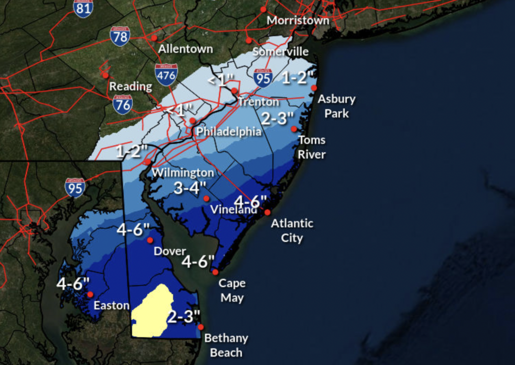A snowfall forecast for Jan. 3, 2022. (Credit: NWS)