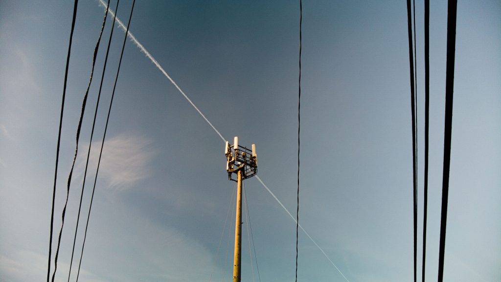 A temporary 72-foot tall communications tower slated to be replaced by a 96-foot tower. (Photo: Daniel Nee)