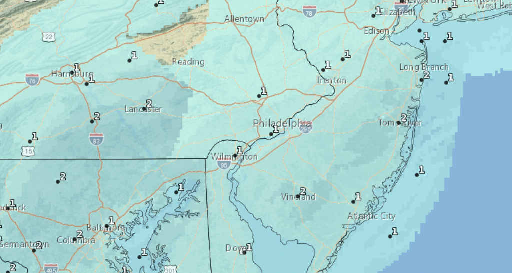The snowfall forecast for the Jersey Shore through Feb. 13, 2022. (Credit: NWS)