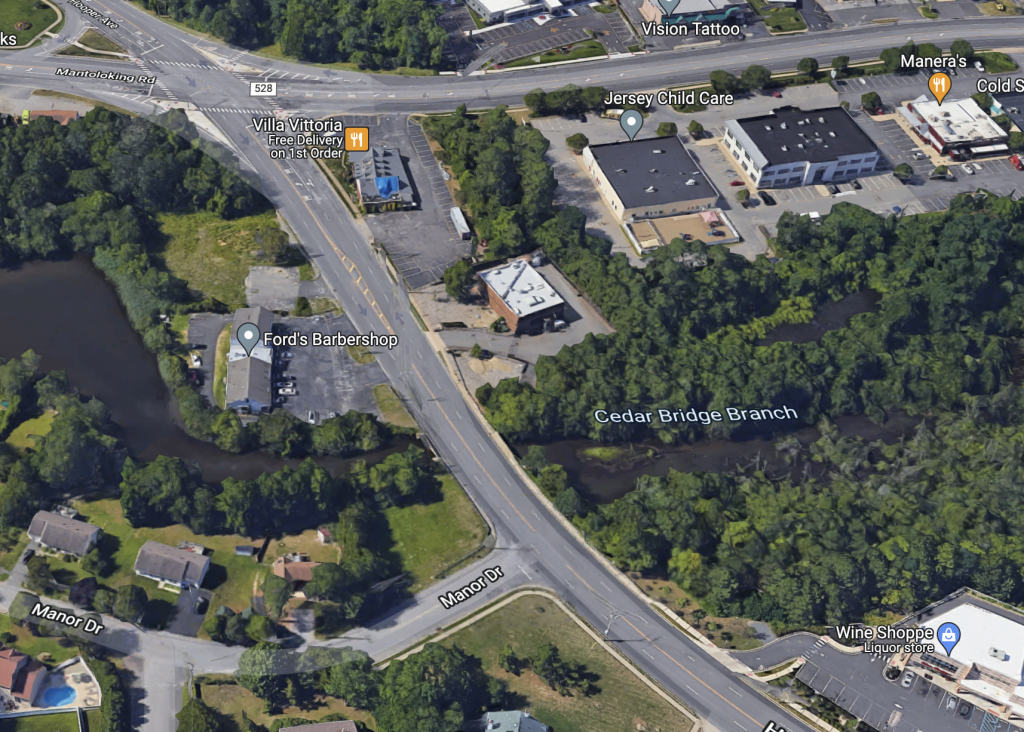 An overhead view of the Duck Farm Bridge in Brick, N.J. (Credit: Google Maps)