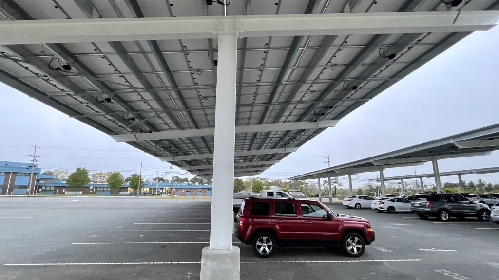 The new solar array built at Brick Township High School, May 2022. (Photo: Daniel Nee)