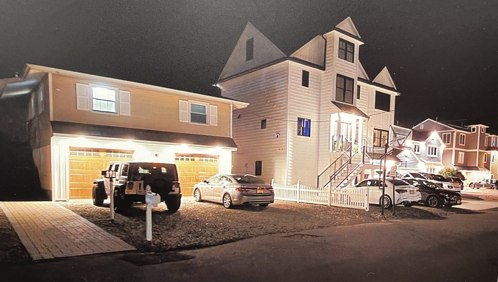 A photo of 'light trespass' in Brick Township, as displayed by a resident at a township council meeting. (Photo: Daniel Nee)