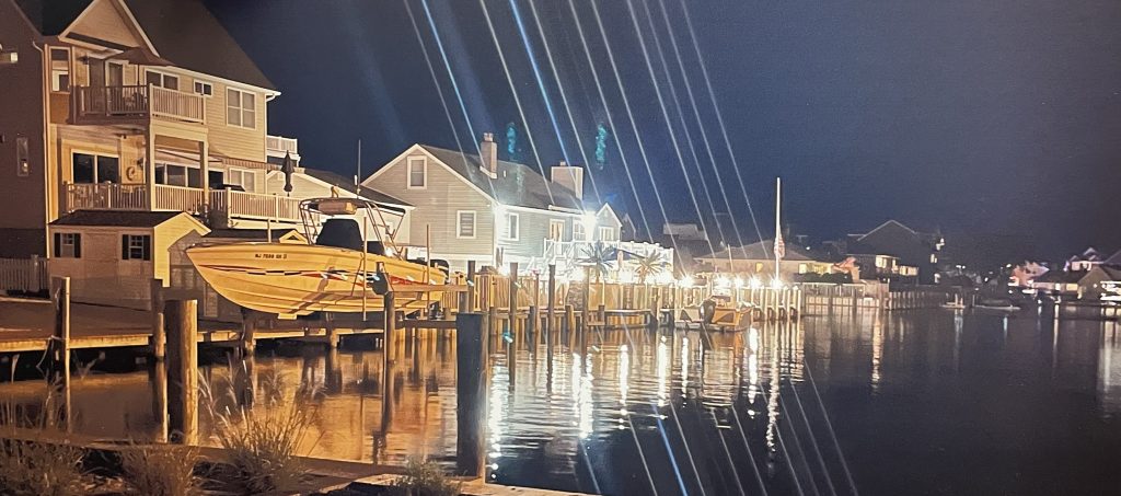 A photo of 'light trespass' in Brick Township, as displayed by a resident at a township council meeting. (Photo: Daniel Nee)