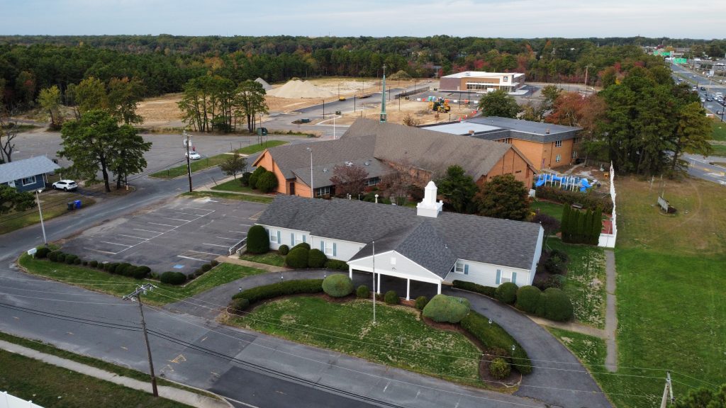 An aerial view of St. Thomas Lutheran Church and the proposed site of Temple Beth Or, Brick, N.J. (Photo: Daniel Nee)
