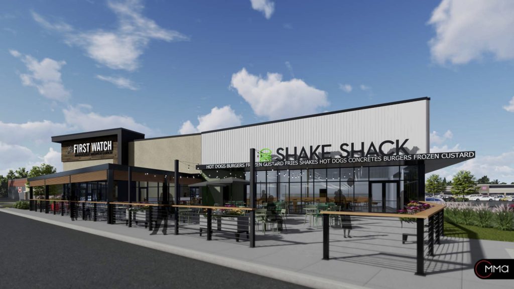 A rendering of the proposed Shake Shack and First Watch restaurants in Brick Township, both of which were rejected by the township's zoning board. (Credit: Planning Document)